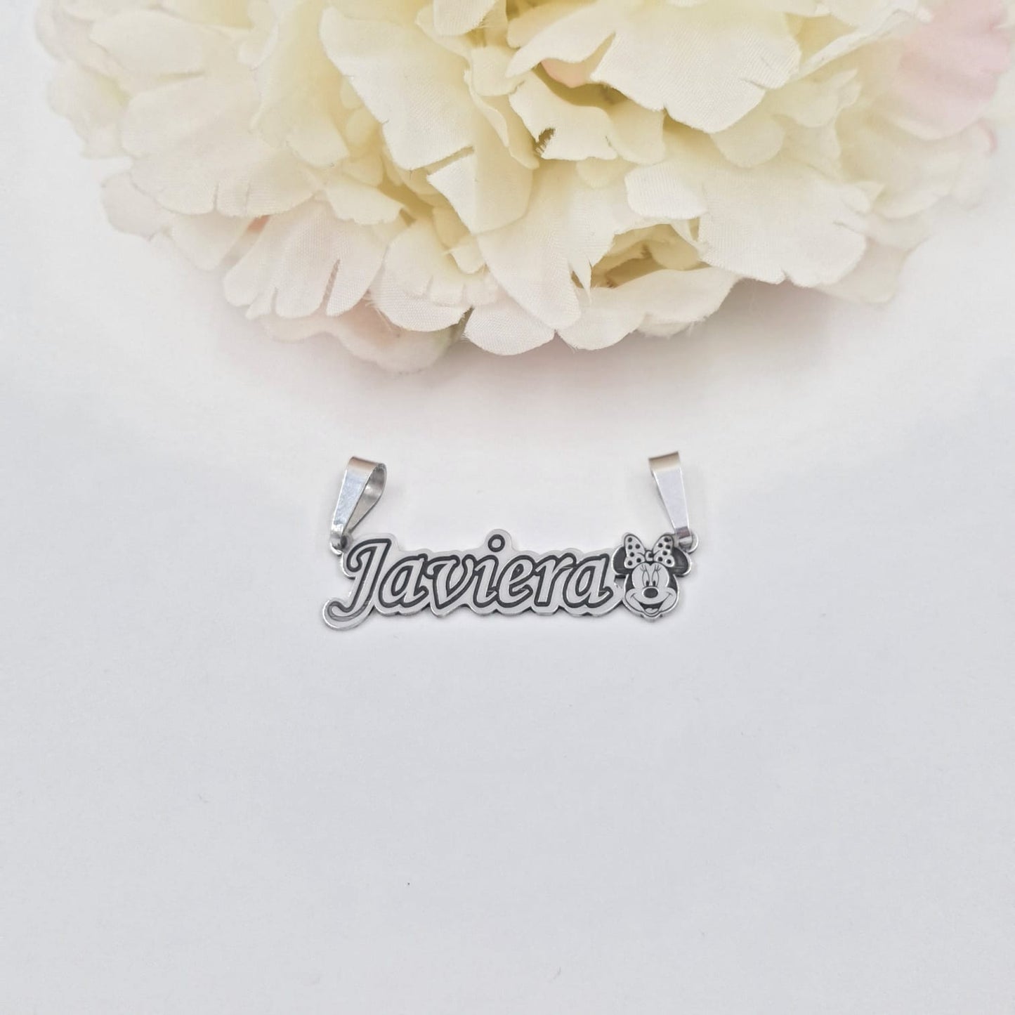 Nombre Personalizado diseño Minnie sin cadena plata 950