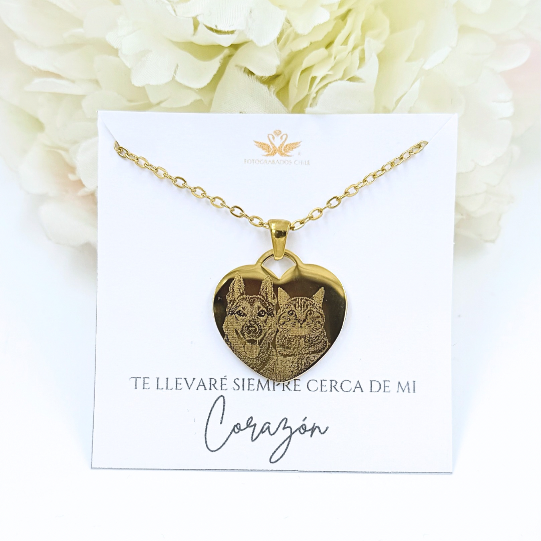 Collar corazón Acero Dorado