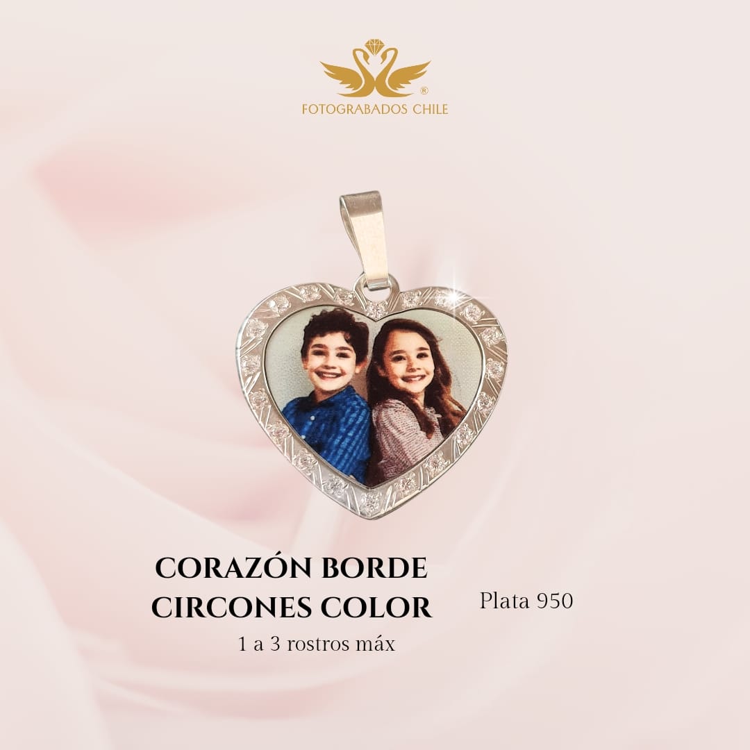 Corazón borde circones a color 1 a 3 rostros