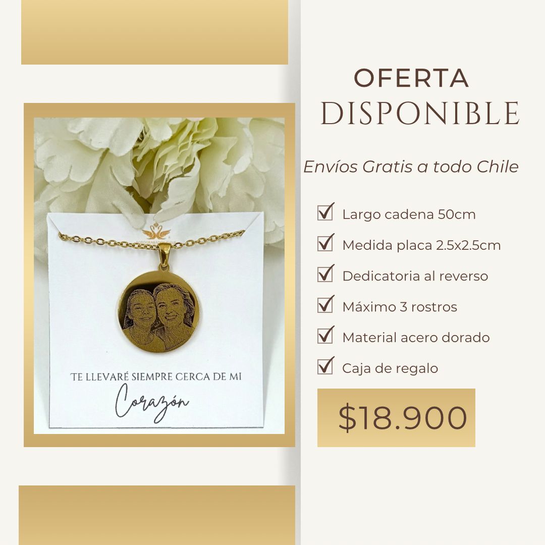 Collar disco Acero dorado
