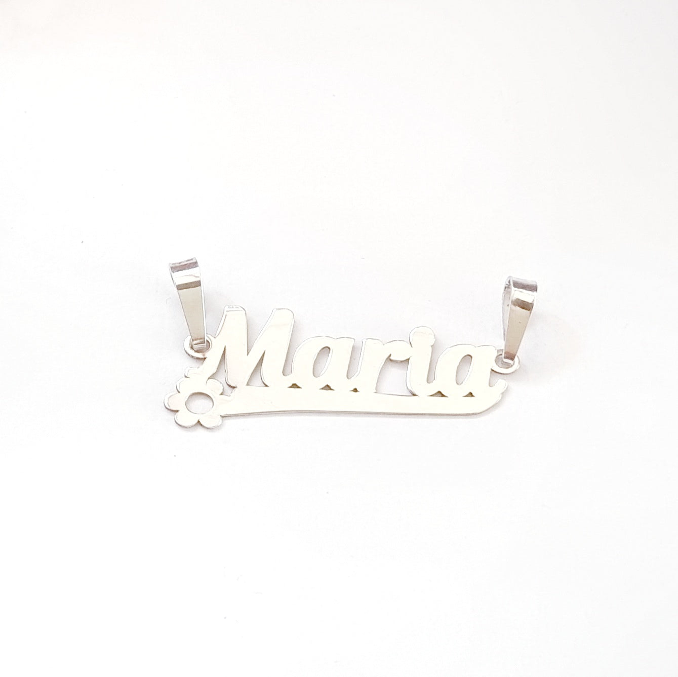 Nombre personalizado sin cadena diseño flor plata pura