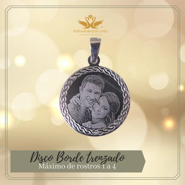 Photoetched large round disc with braided edge 1 to 4 faces