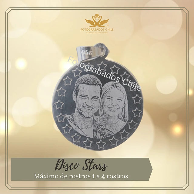 Fotograbado Disco con borde estrellas 1 a 4 rostros