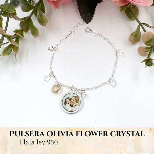 Pulsera Olivia Flower Crystal Plata