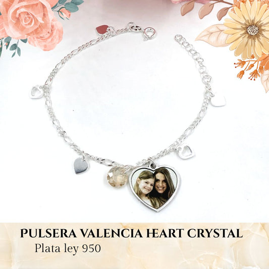 Pulsera Valencia Heart Crystal plata