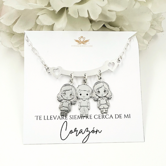Collar Tiara Triple (3) hijos  plata 950