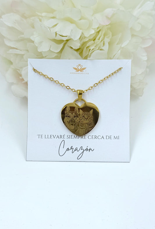 Collar corazón Acero Dorado